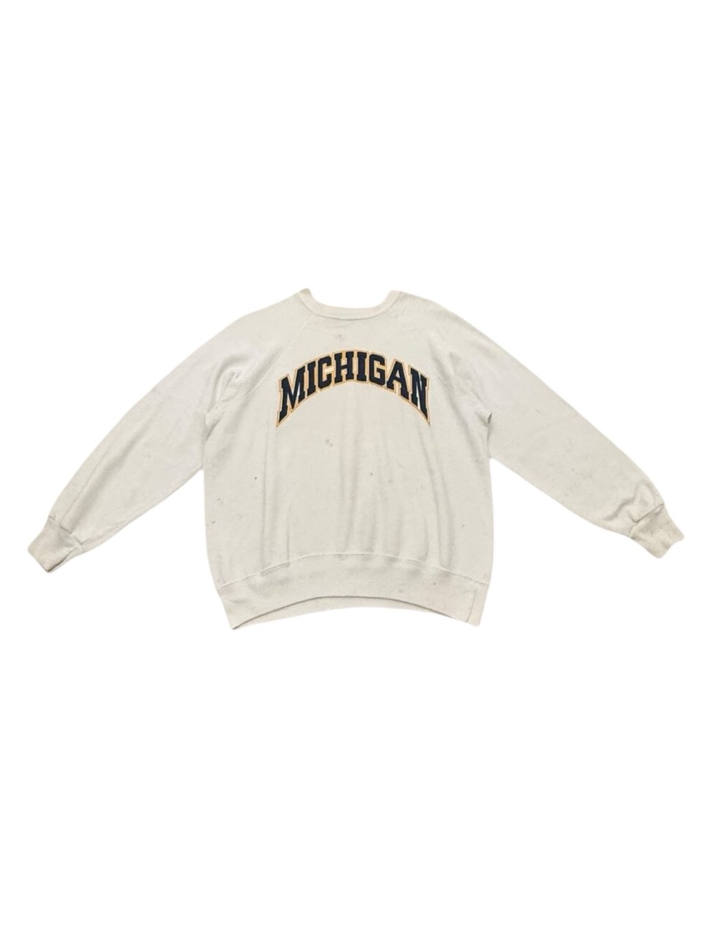 Vintage Michigan Collegiate Sweatshirt Made in USA Distressed White 1990s